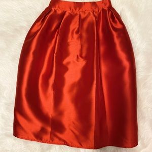 High waist Balloon satin skirt in red/orange